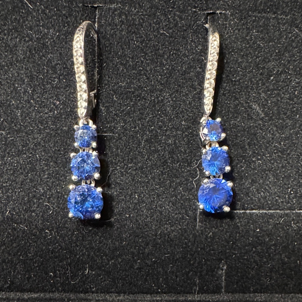 Kay Jewelers Blue and Silver Dangle Earrings